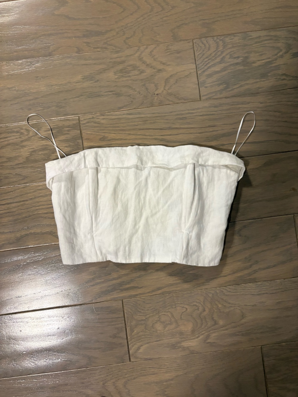 Reformation White Linen Crop Top with Scallop Detail